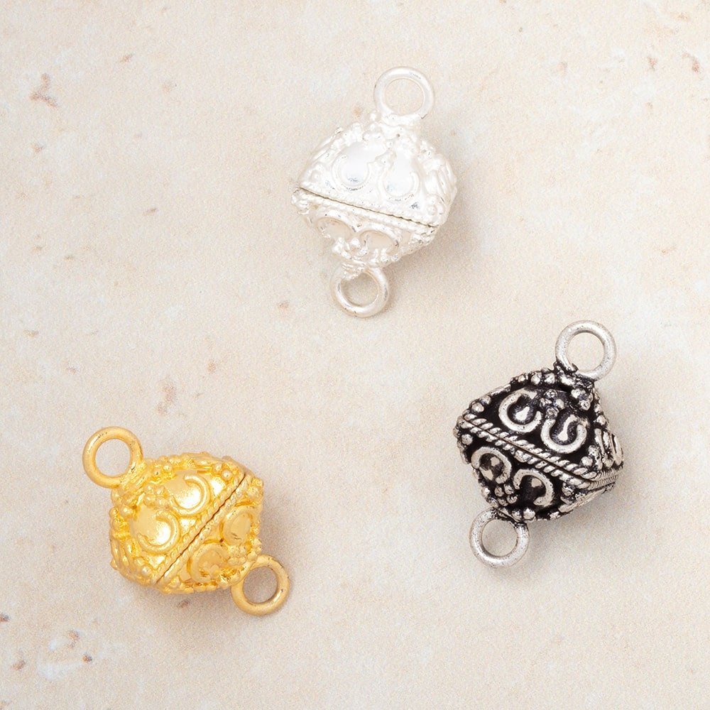 14mm Moroccan Design Plated Bipyramid Magnetic Clasp - Ideal for Jewelry Making (1 Piece) - AtlantaFindingsCompany