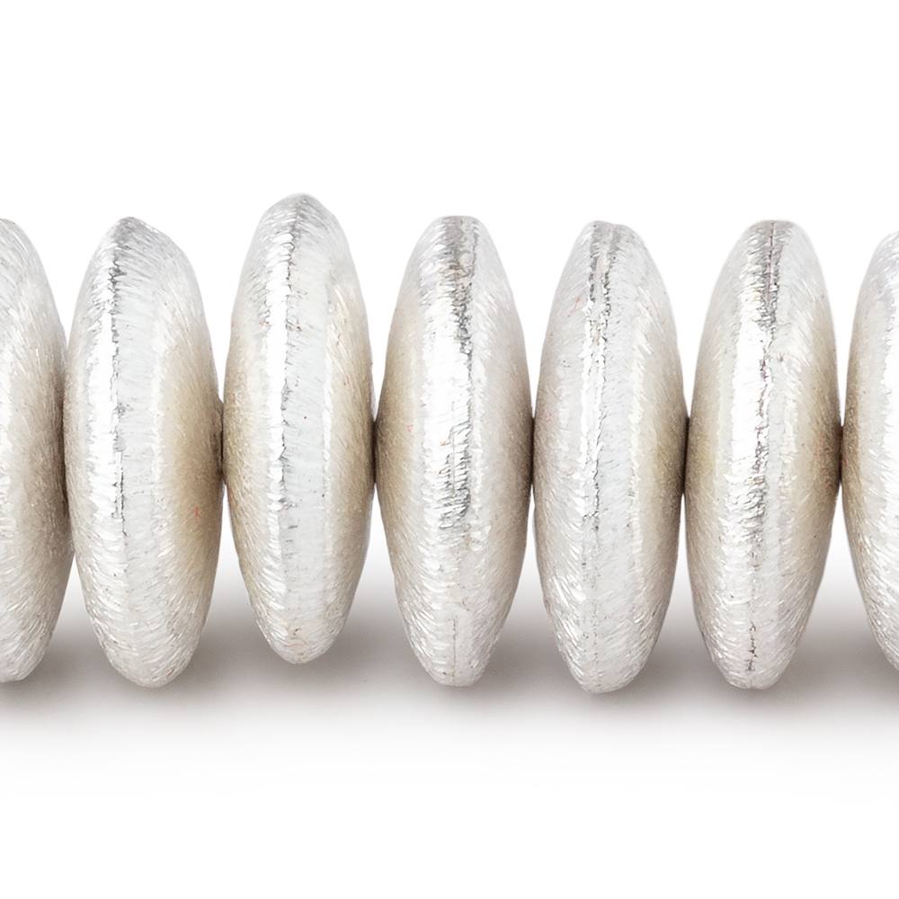 14mm Sterling Silver Plated Copper Brushed Disc Beads 8 inch 44 pieces - AtlantaFindingsCompany