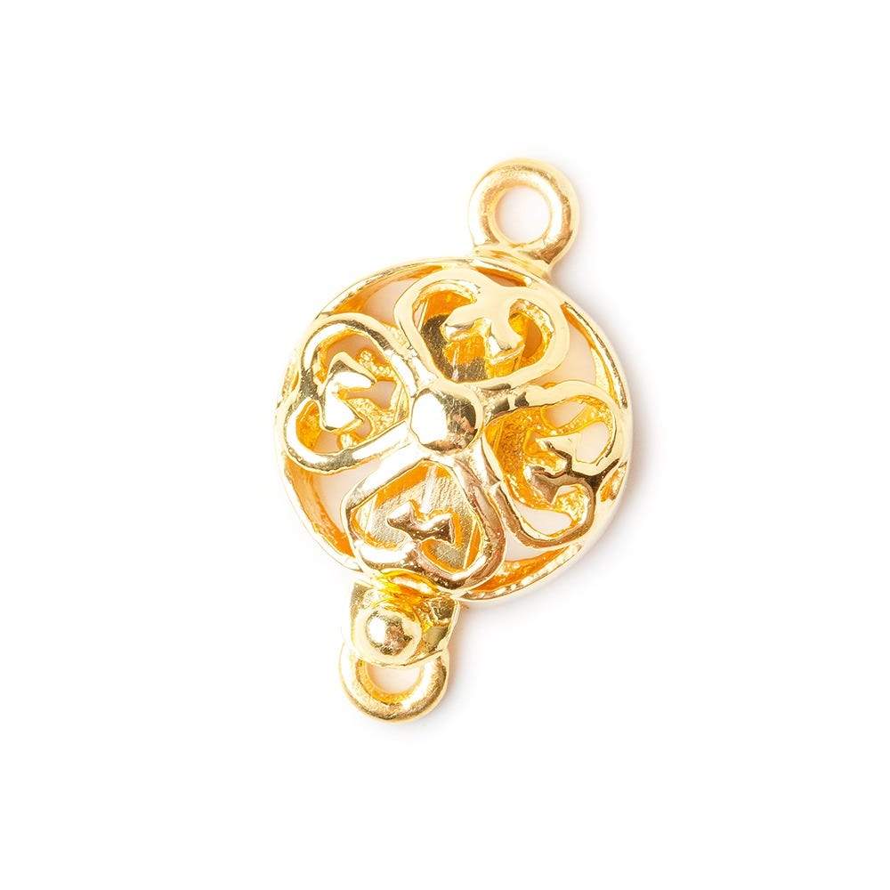14mm Gold Vermeil Box Clasp - Lucky Four Leaf Clover Charm Finding - AtlantaFindingsCompany