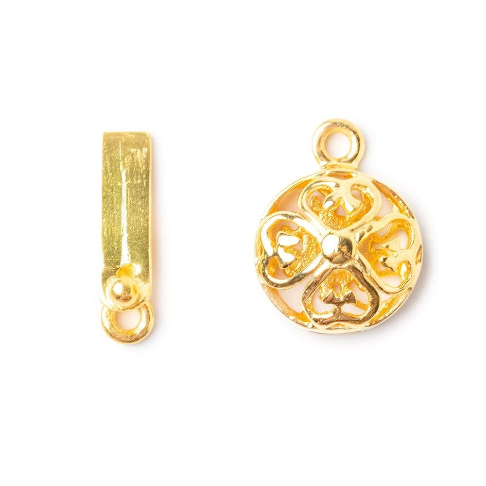14mm Gold Vermeil Box Clasp - Lucky Four Leaf Clover Charm Finding - AtlantaFindingsCompany