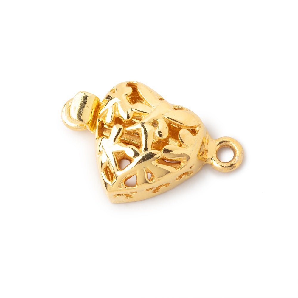 14mm Vermeil Heart Box Clasp with Dragonfly - Jewelry Making Findings - AtlantaFindingsCompany