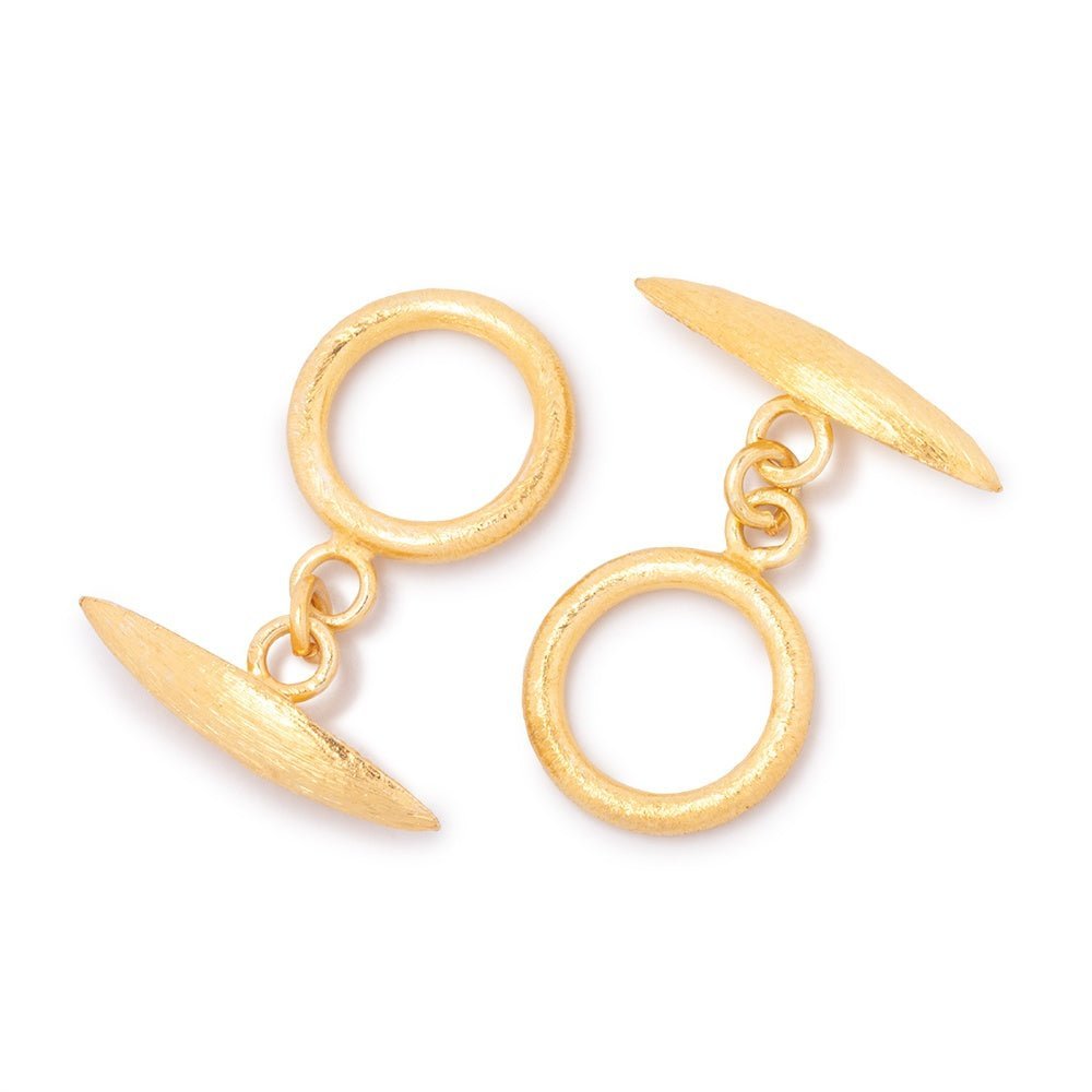 14mm Brushed Vermeil Toggle Clasp - Marquise Design - AtlantaFindingsCompany