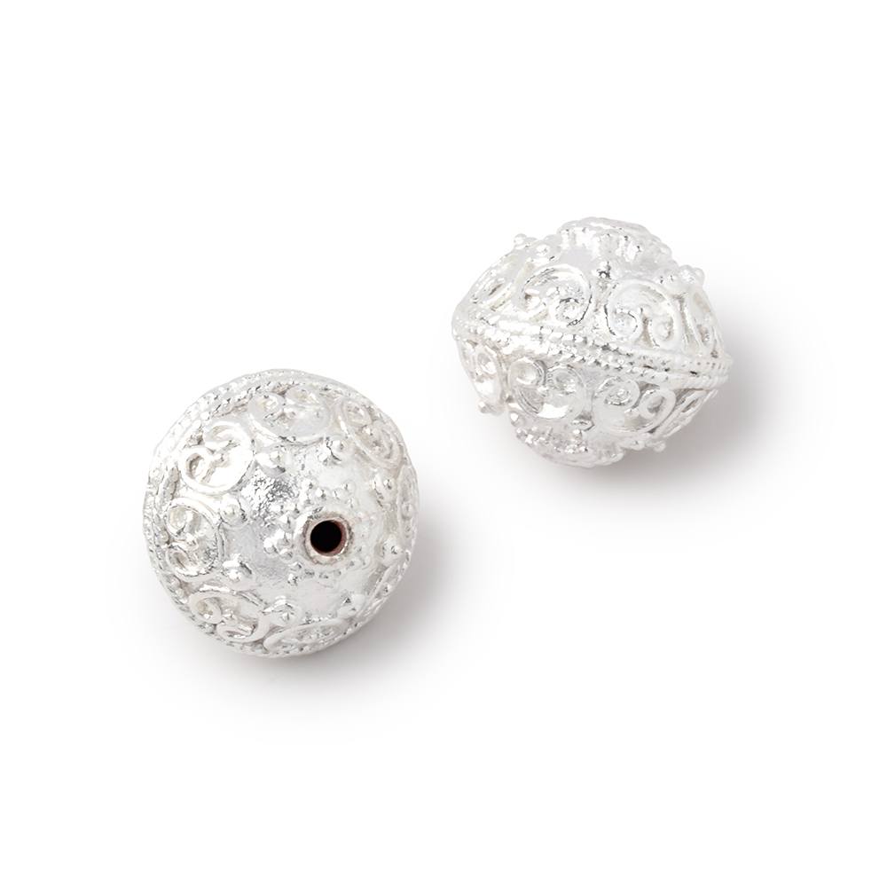 Silver Plated Copper Bali Design Rondelle Beads (14x12.5mm) - Set of 2 - AtlantaFindingsCompany