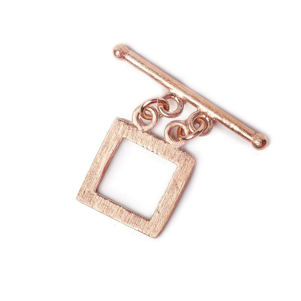 14x14mm Rose Gold Plated Sterling Silver Brushed Square Double Strand Toggle Clasp (1 Piece) - AtlantaFindingsCompany