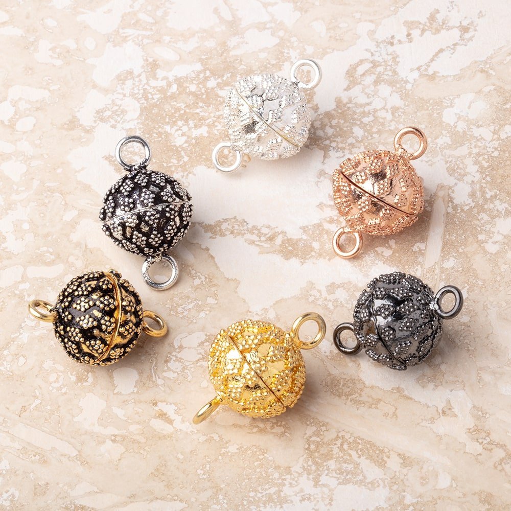 15.5mm Miligrain Kite Design Magnetic Clasp for Jewelry Making - 1 Piece - AtlantaFindingsCompany