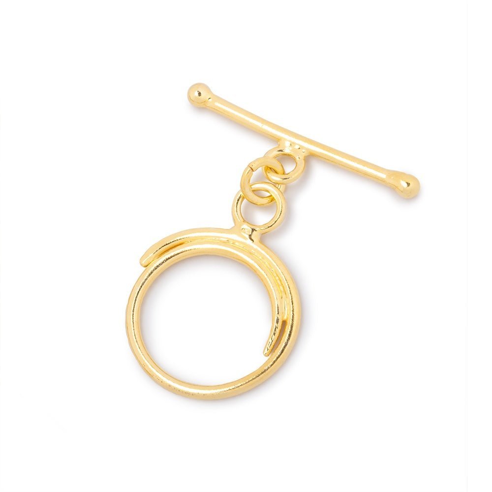 15.5mm Sterling Silver Vermeil Toggle Clasp with Swirl Design - 1 Piece - AtlantaFindingsCompany