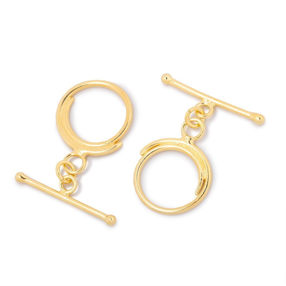 15.5mm Sterling Silver Vermeil Toggle Clasp with Swirl Design - 1 Piece - AtlantaFindingsCompany