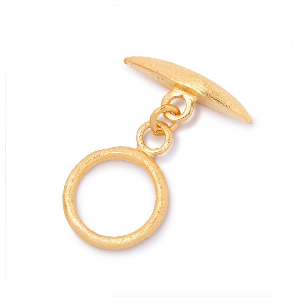 15.5mm Brushed Vermeil Toggle Clasp with Marquise Design - 1 Piece - AtlantaFindingsCompany