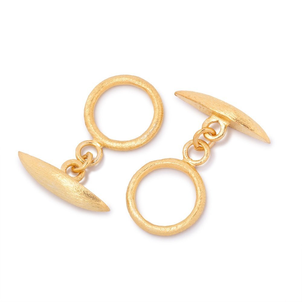 15.5mm Brushed Vermeil Toggle Clasp with Marquise Design - 1 Piece - AtlantaFindingsCompany