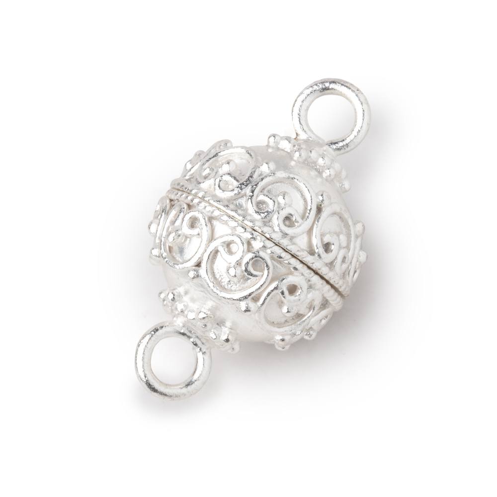 15mm Bali Design Round Magnetic Clasp - Plated Jewelry Finding with Dual Rings - AtlantaFindingsCompany