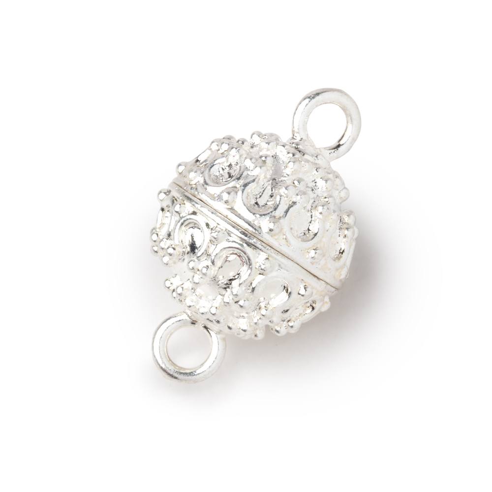 15mm Moroccan Design Round Magnetic Clasp - Plated Metal Finding with Two 6mm Rings - Available in Gold, Silver, Rose Gold - AtlantaFindingsCompany