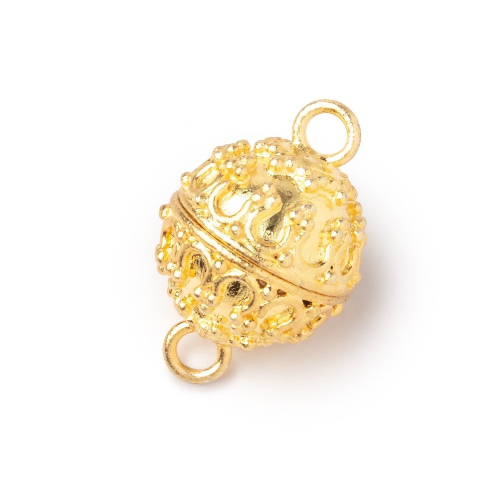 15mm Moroccan Design Round Magnetic Clasp - Plated Metal Finding with Two 6mm Rings - Available in Gold, Silver, Rose Gold - AtlantaFindingsCompany