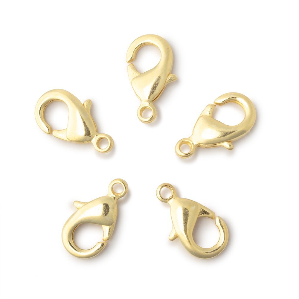 Set of 5 - 15mm Shiny Lobster Clasps - Available in Silver, Gold, Rose Gold, Black Gold - AtlantaFindingsCompany