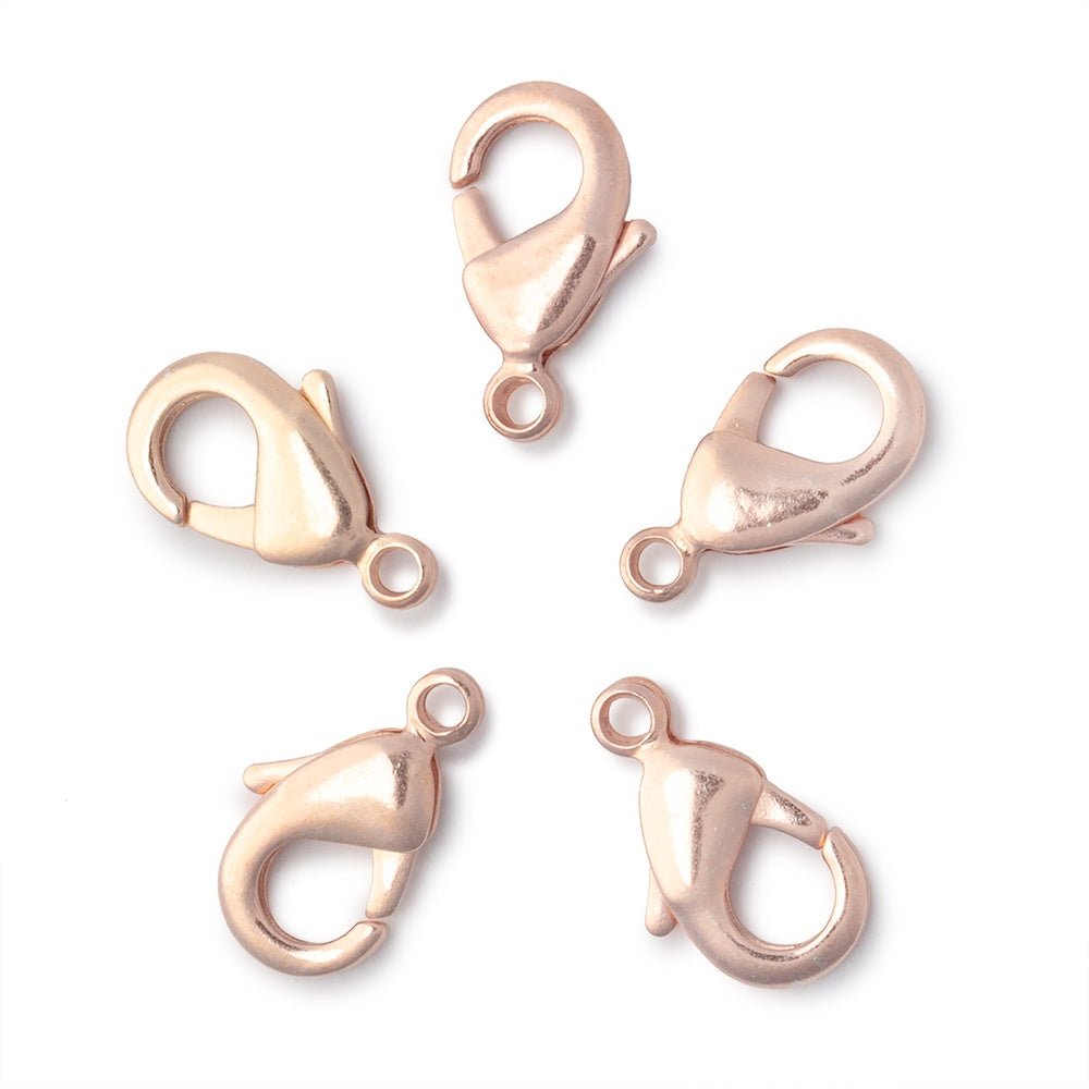 Set of 5 - 15mm Shiny Lobster Clasps - Available in Silver, Gold, Rose Gold, Black Gold - AtlantaFindingsCompany