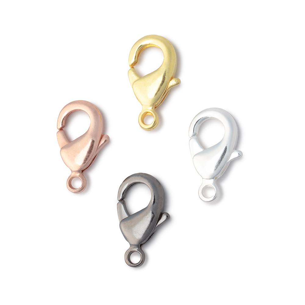 Set of 5 - 15mm Shiny Lobster Clasps - Available in Silver, Gold, Rose Gold, Black Gold - AtlantaFindingsCompany