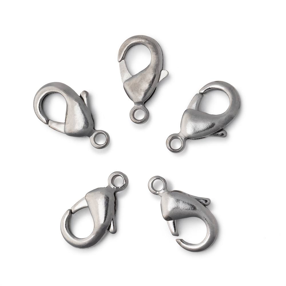 Set of 5 - 15mm Shiny Lobster Clasps - Available in Silver, Gold, Rose Gold, Black Gold - AtlantaFindingsCompany
