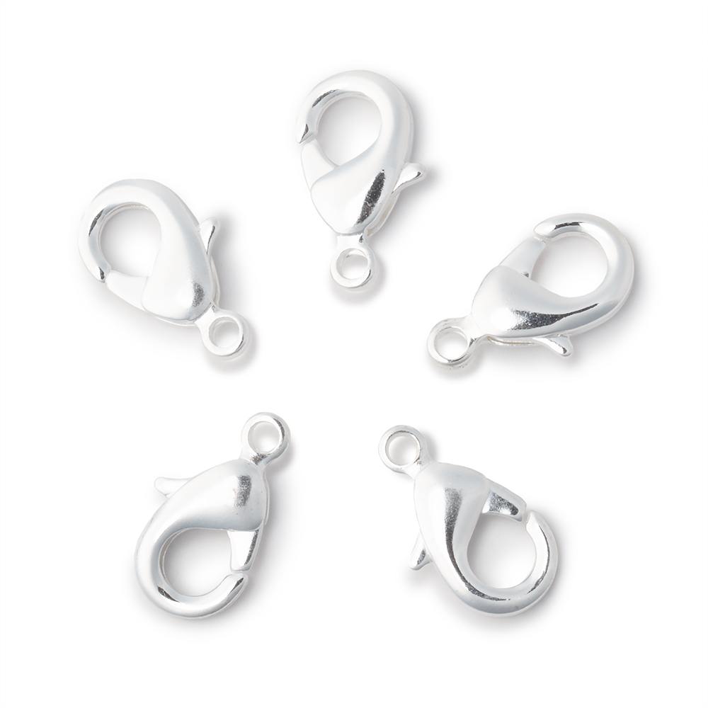 Set of 5 - 15mm Shiny Lobster Clasps - Available in Silver, Gold, Rose Gold, Black Gold - AtlantaFindingsCompany