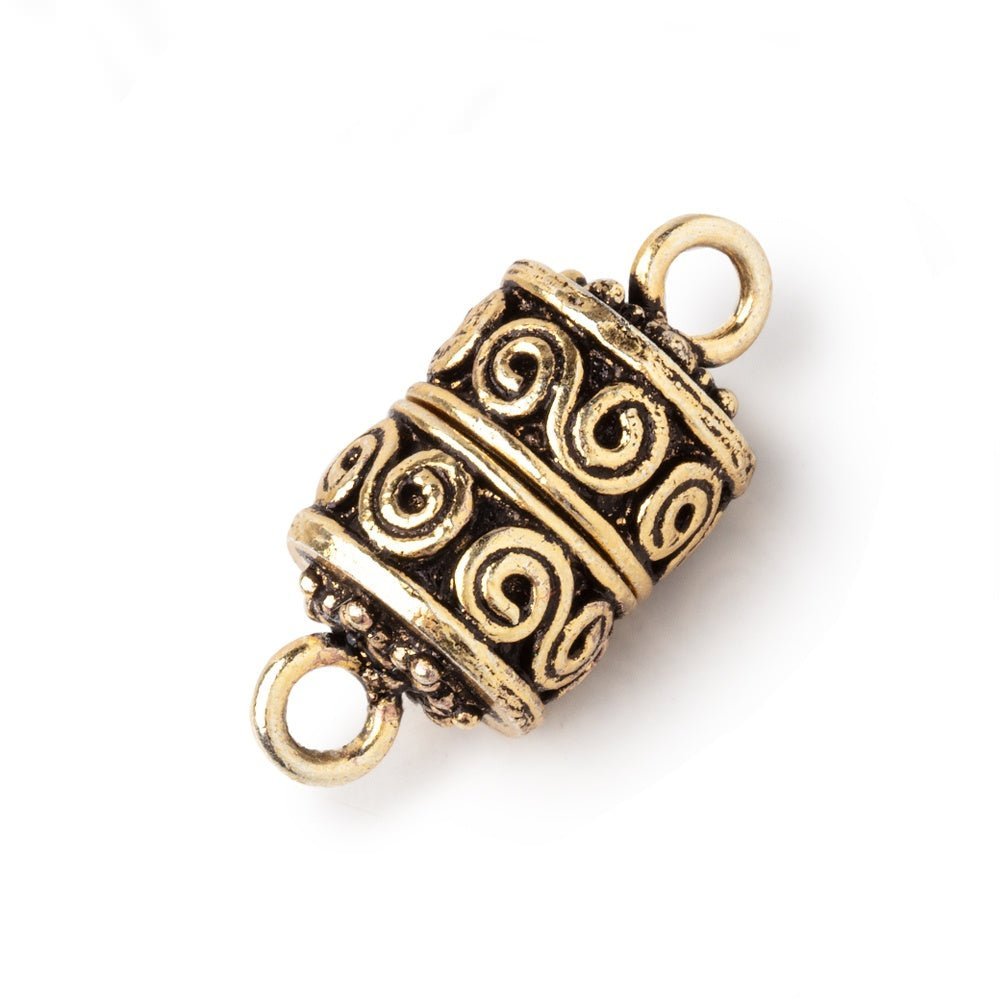 15x11mm Antiqued 22kt Gold Plated Magnetic Clasp with Wave Scroll Design - 1 Piece - AtlantaFindingsCompany