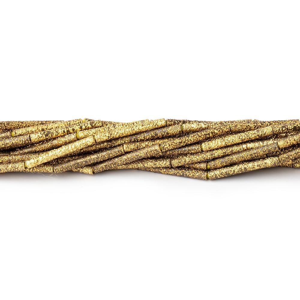 Textured Brass Tube Beads - 1.5x11mm, 8 - inch Strand (Approx. 17 Beads) - AtlantaFindingsCompany