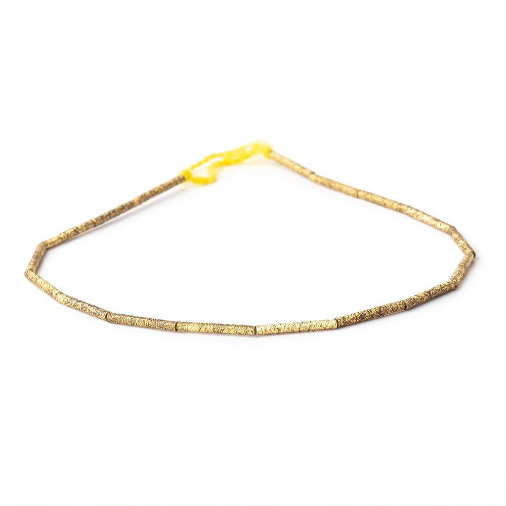 Textured Brass Tube Beads - 1.5x11mm, 8 - inch Strand (Approx. 17 Beads) - AtlantaFindingsCompany