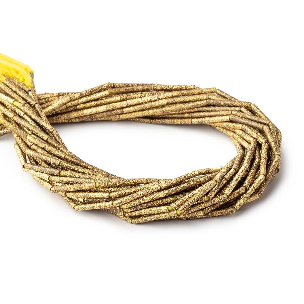 Textured Brass Tube Beads - 1.5x11mm, 8 - inch Strand (Approx. 17 Beads) - AtlantaFindingsCompany