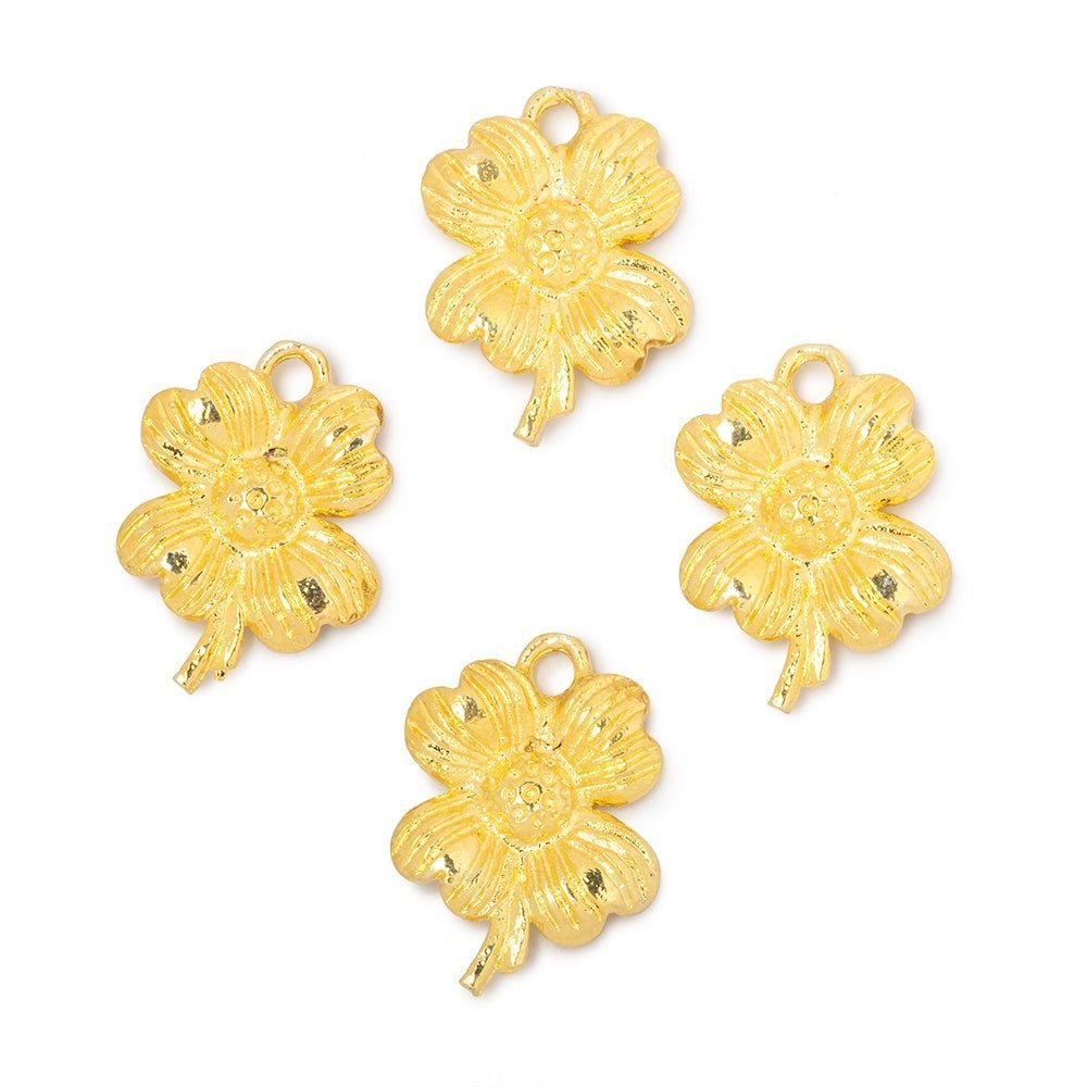 15x12mm Flower Pendant Charm Set of 4 pieces - AtlantaFindingsCompany