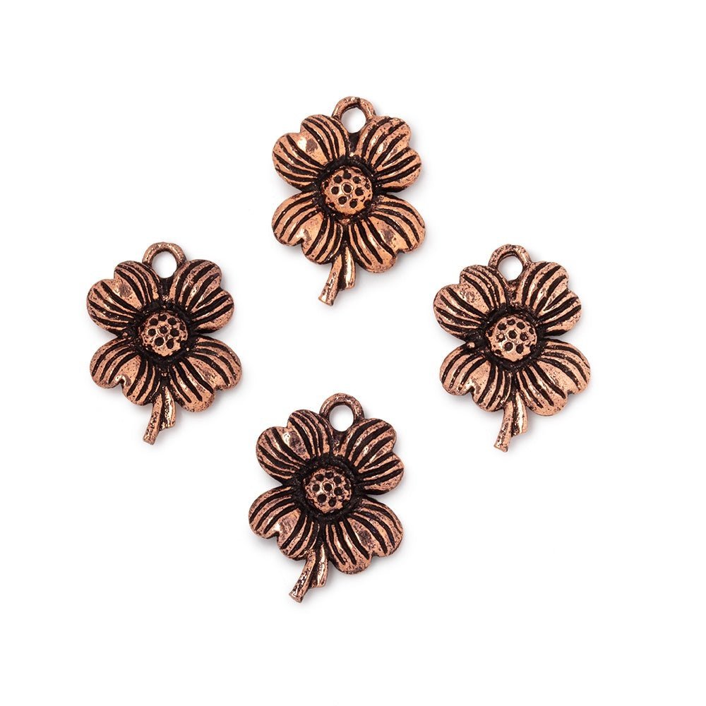15x12mm Flower Pendant Charm Set of 4 pieces - AtlantaFindingsCompany