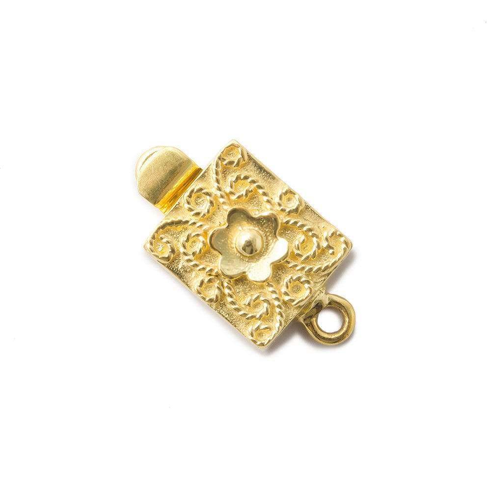 15x12mm 22kt Gold Vermeil Box Clasp with Flower Design - 1 Piece - AtlantaFindingsCompany