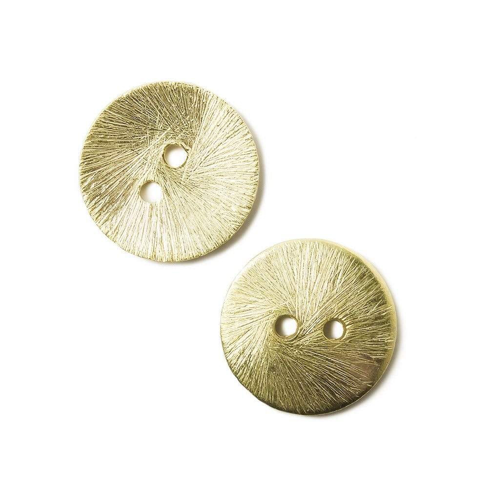 16mm 14kt Gold Plated Copper Bead Button - Brushed Disc (10 Pcs) - AtlantaFindingsCompany