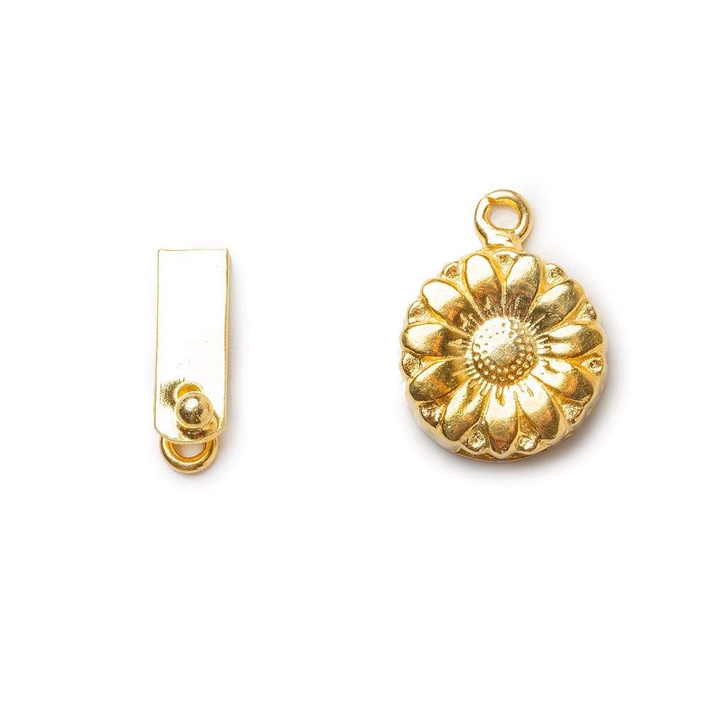16mm 22kt Gold Plated Box Clasp with Daisy Design - 1 Piece - AtlantaFindingsCompany