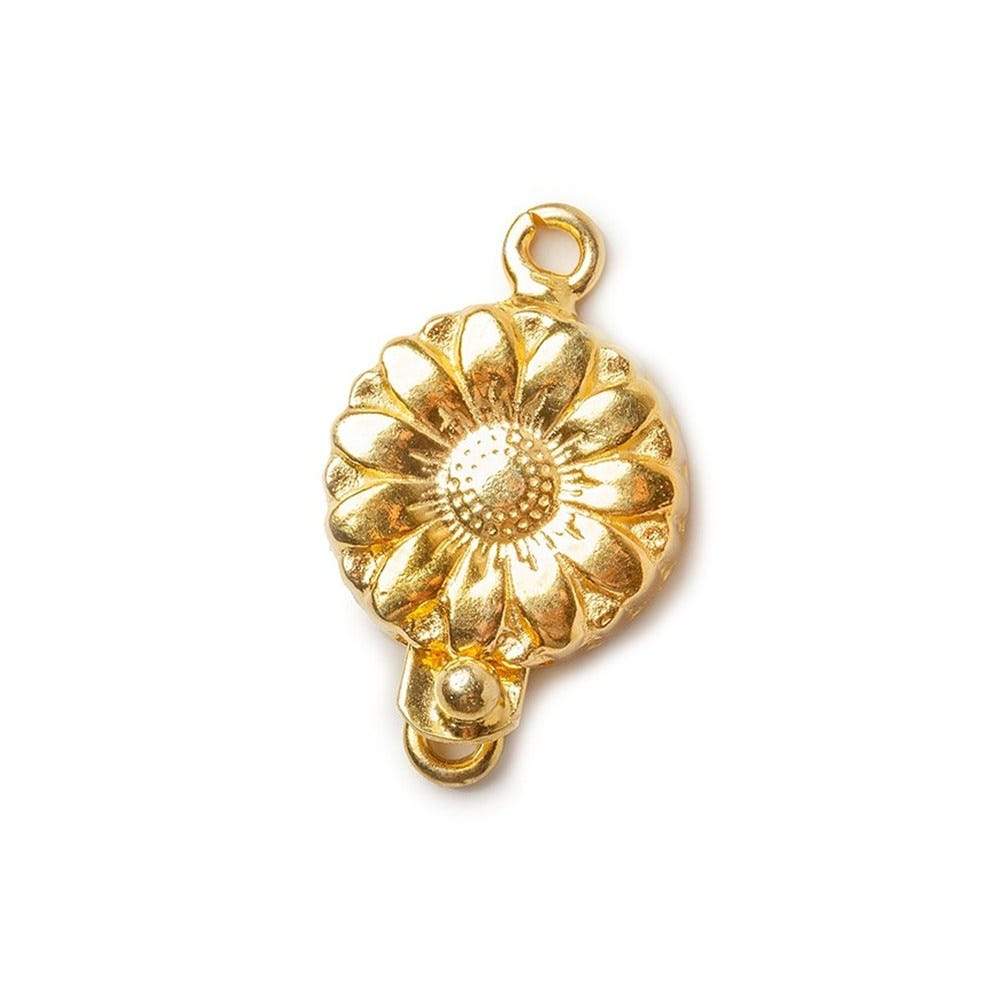 16mm 22kt Gold Plated Box Clasp with Daisy Design - 1 Piece - AtlantaFindingsCompany