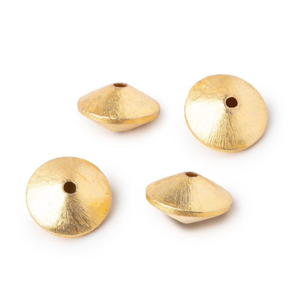 16mm 22kt Gold Plated Copper Brushed Disc Beads - Set of 4 - AtlantaFindingsCompany