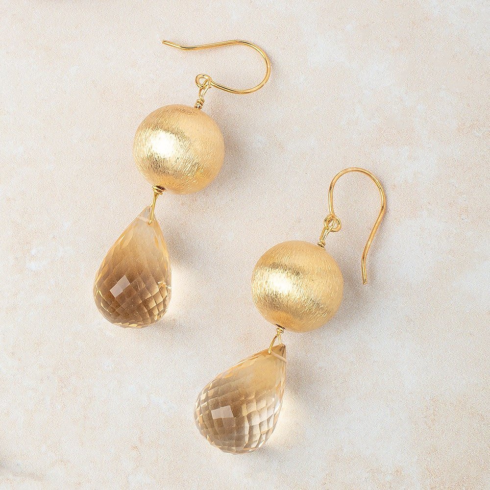 16mm 22kt Gold Plated Copper Brushed Round Beads - Set of 4 - AtlantaFindingsCompany