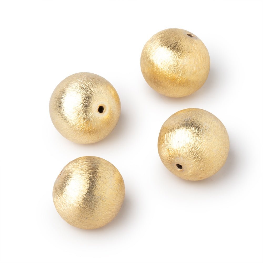 16mm 22kt Gold Plated Copper Brushed Round Beads - Set of 4 - AtlantaFindingsCompany