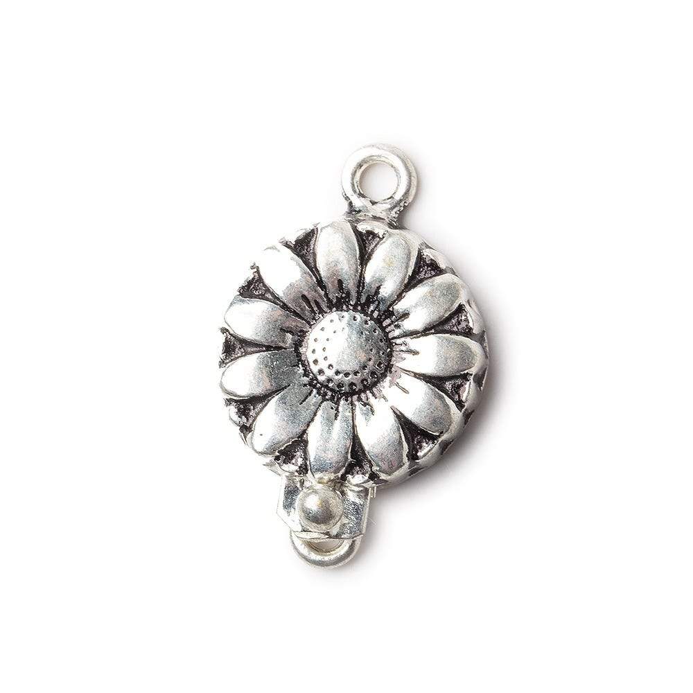 16mm Sterling Silver Plated Box Clasp with Daisy Design - Single Piece - AtlantaFindingsCompany