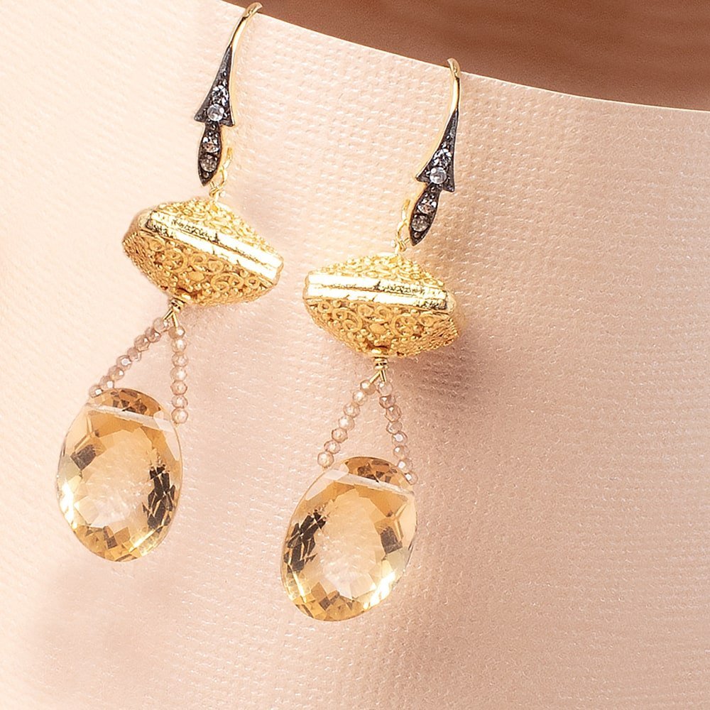 16mm CZ Two Tone Ear Wire Set of 2 pieces - AtlantaFindingsCompany