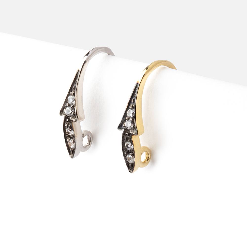 16mm CZ Two Tone Ear Wire Set of 2 pieces - AtlantaFindingsCompany