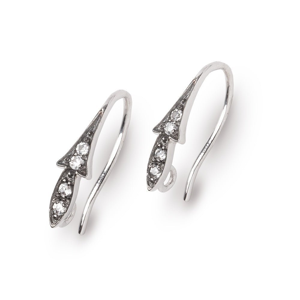 16mm CZ Two Tone Ear Wire Set of 2 pieces - AtlantaFindingsCompany