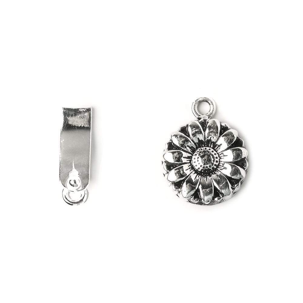 16mm Oxidized Sterling Silver Box Clasp - Daisy Design (1 Piece) - AtlantaFindingsCompany