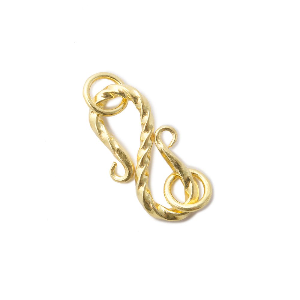16mm 22kt Gold Plated Vermeil S Hook with Twist Design (1 Piece) - AtlantaFindingsCompany