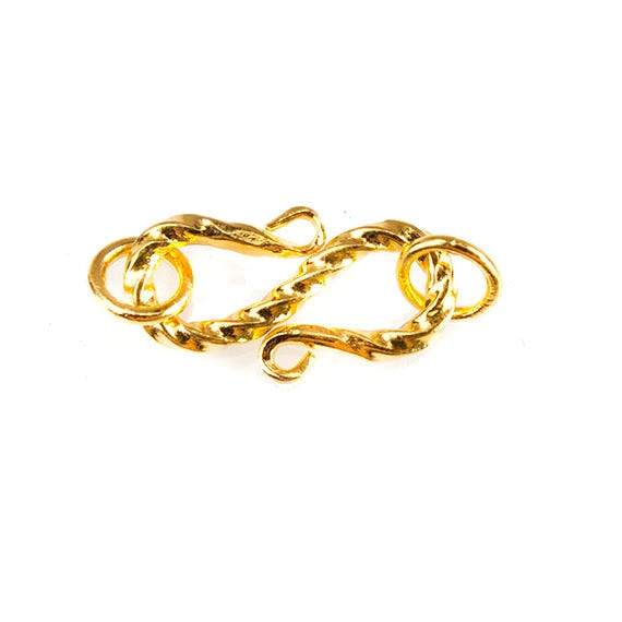 16mm 22kt Gold Plated Vermeil S Hook with Twist Design (1 Piece) - AtlantaFindingsCompany