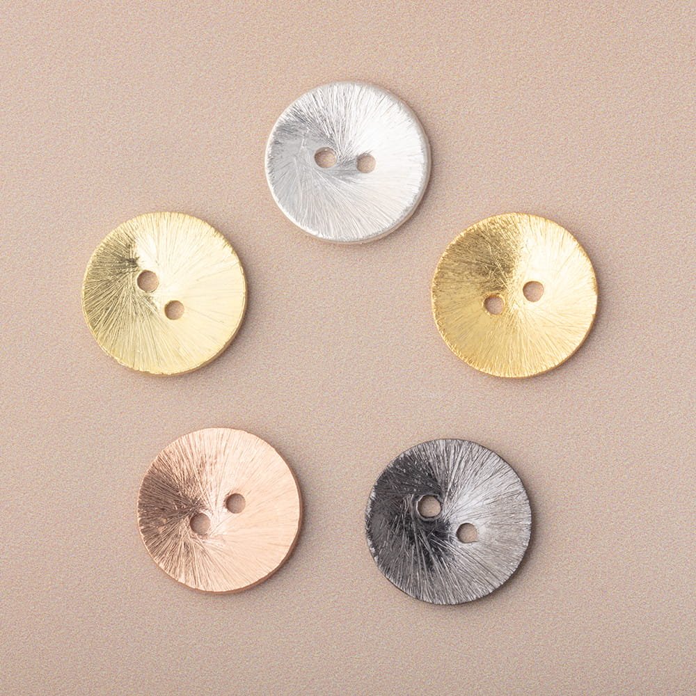16mm Round Buttons with a Brushed Finish - Set of 10 - Atlanta Findings