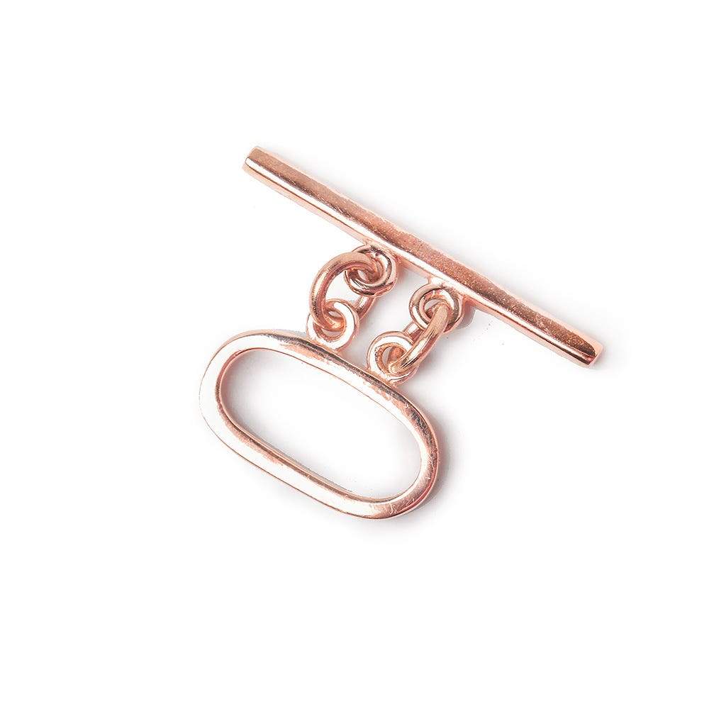 16x11mm Rose Gold Plated Sterling Silver Oval Double Strand Toggle Clasp (1 Piece) - AtlantaFindingsCompany
