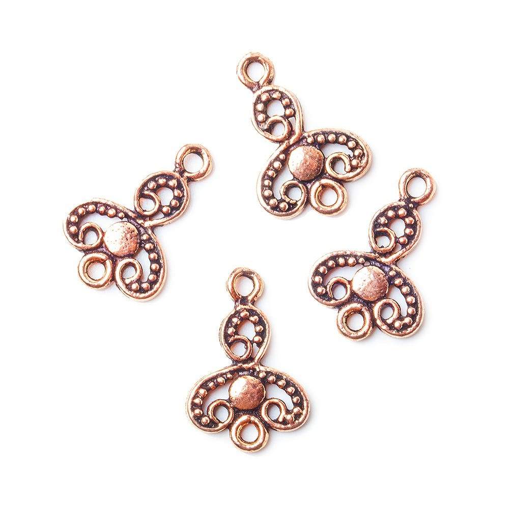 16x11x1mm Copper Drop - Connector Swirl And Miligrain Set of 4 - AtlantaFindingsCompany
