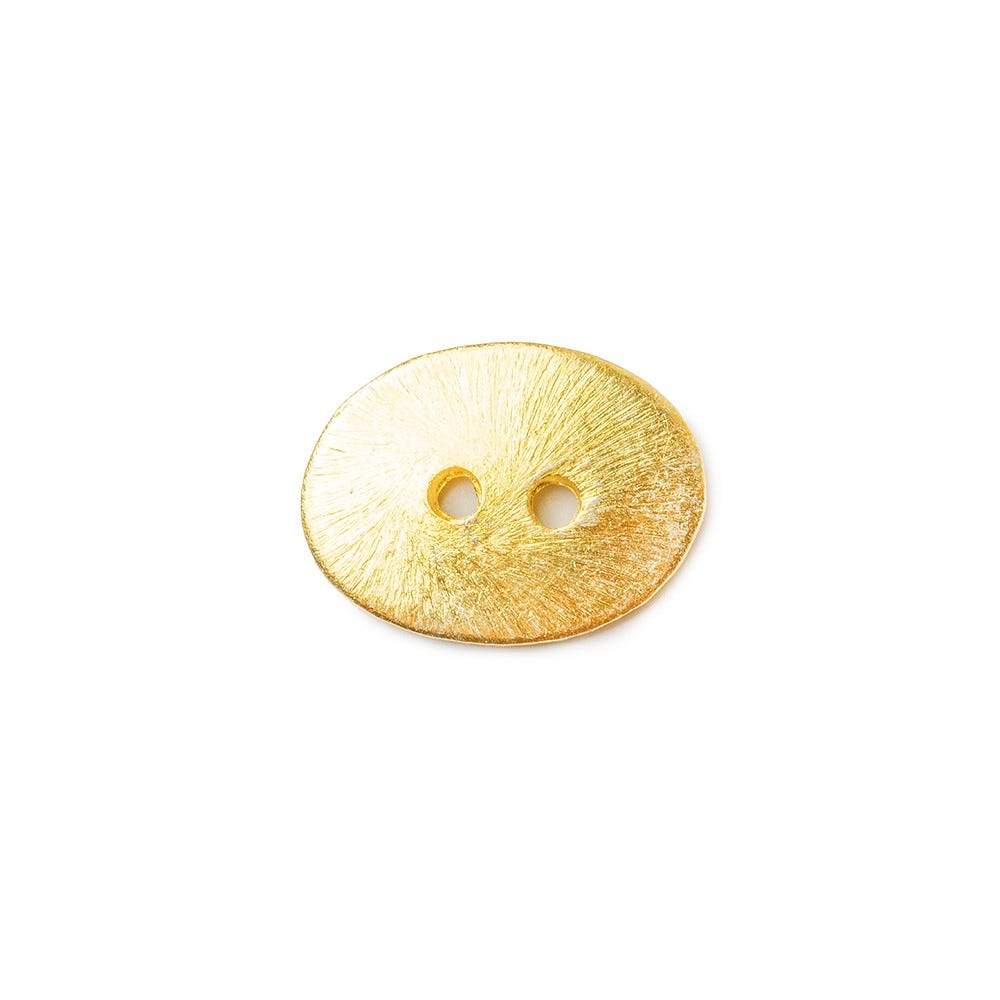 10 Pcs 16x12mm 22kt Gold Plated Copper Brushed Oval Bead Button - AtlantaFindingsCompany
