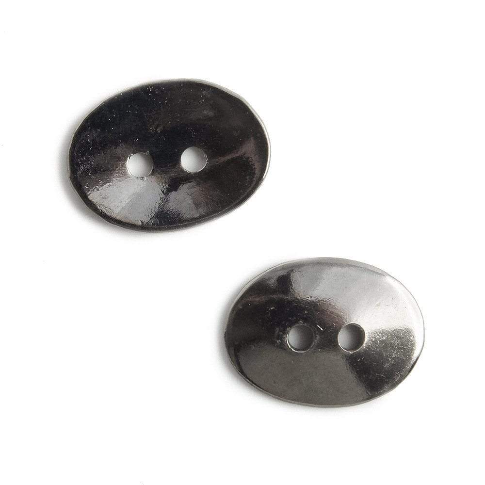 16x12mm Black Gold Oval Button - Pack of 10 - AtlantaFindingsCompany