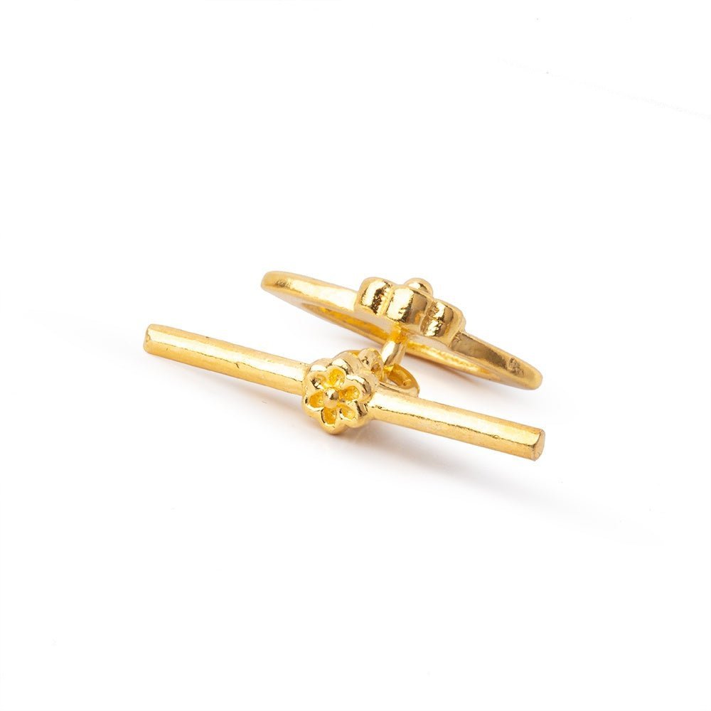 12x16mm Vermeil Toggle Clasp with Flower Marquise Design - 1 Piece - AtlantaFindingsCompany