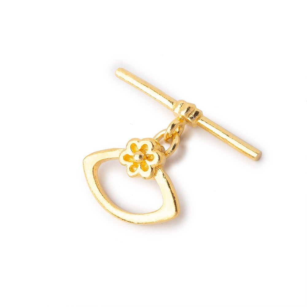12x16mm Vermeil Toggle Clasp with Flower Marquise Design - 1 Piece - AtlantaFindingsCompany