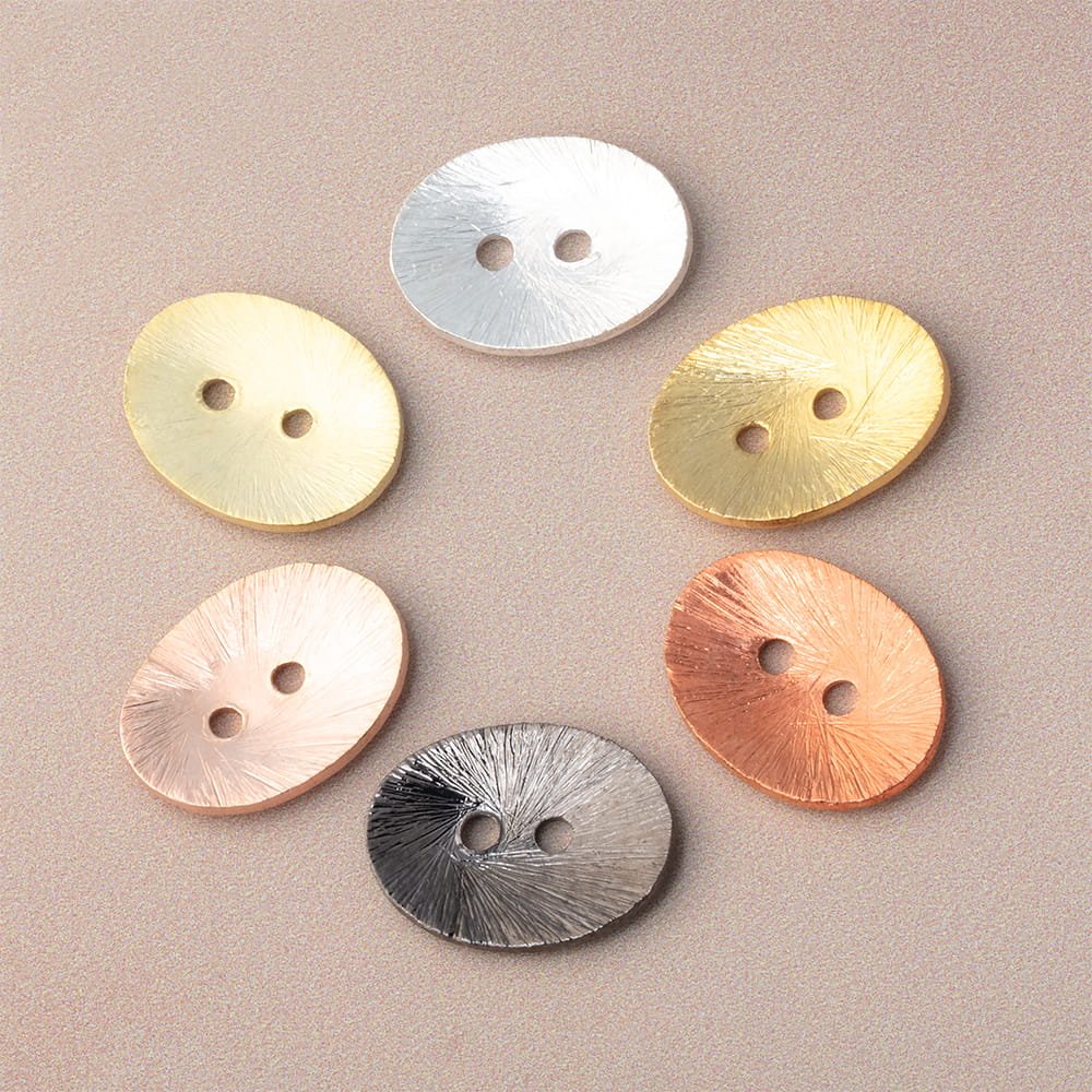 16x12mm Oval Buttons with a Brushed Finish - Set of 10 - Atlanta Findings