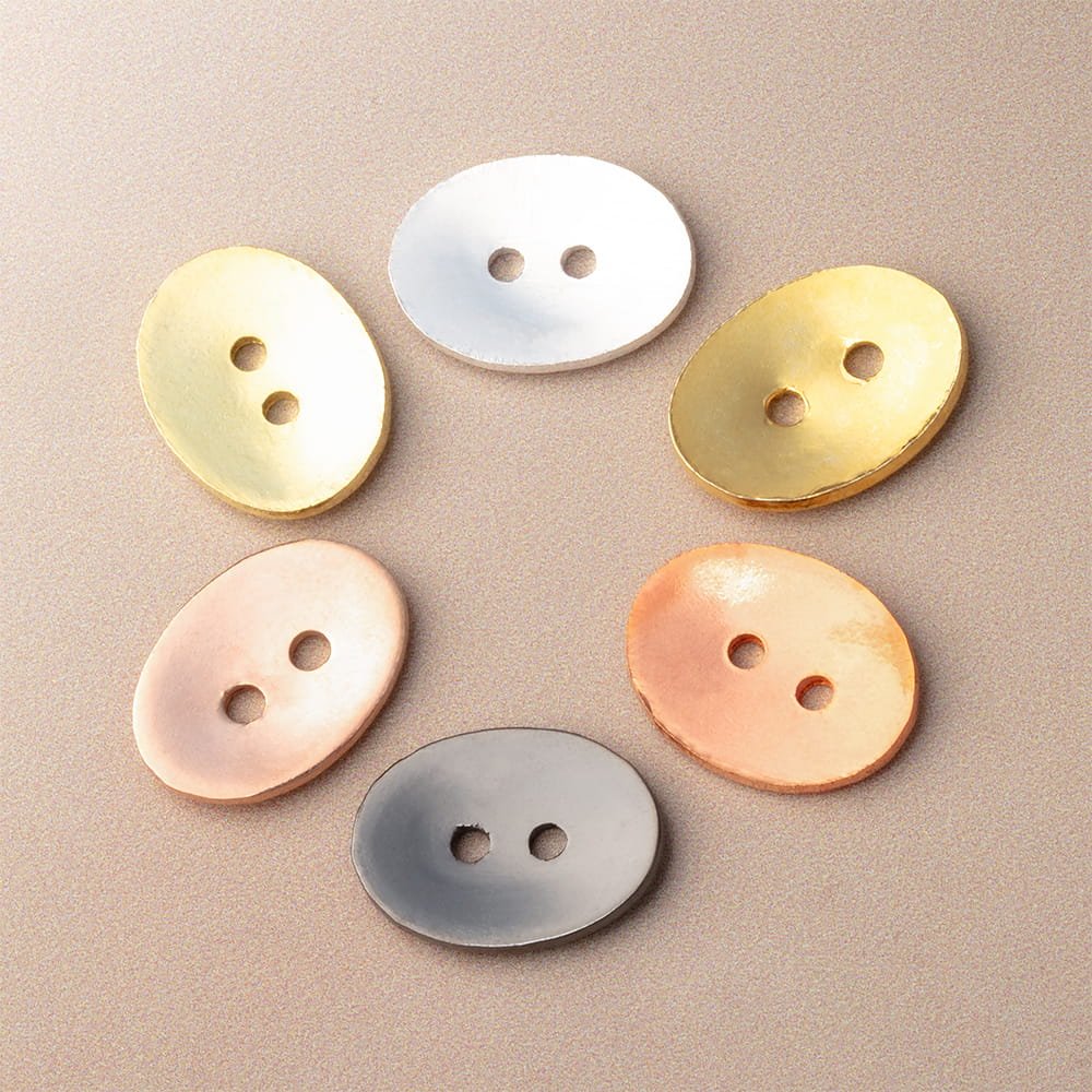 16x12mm Oval Buttons with a Polished Finish - Set of 10 - Atlanta Findings